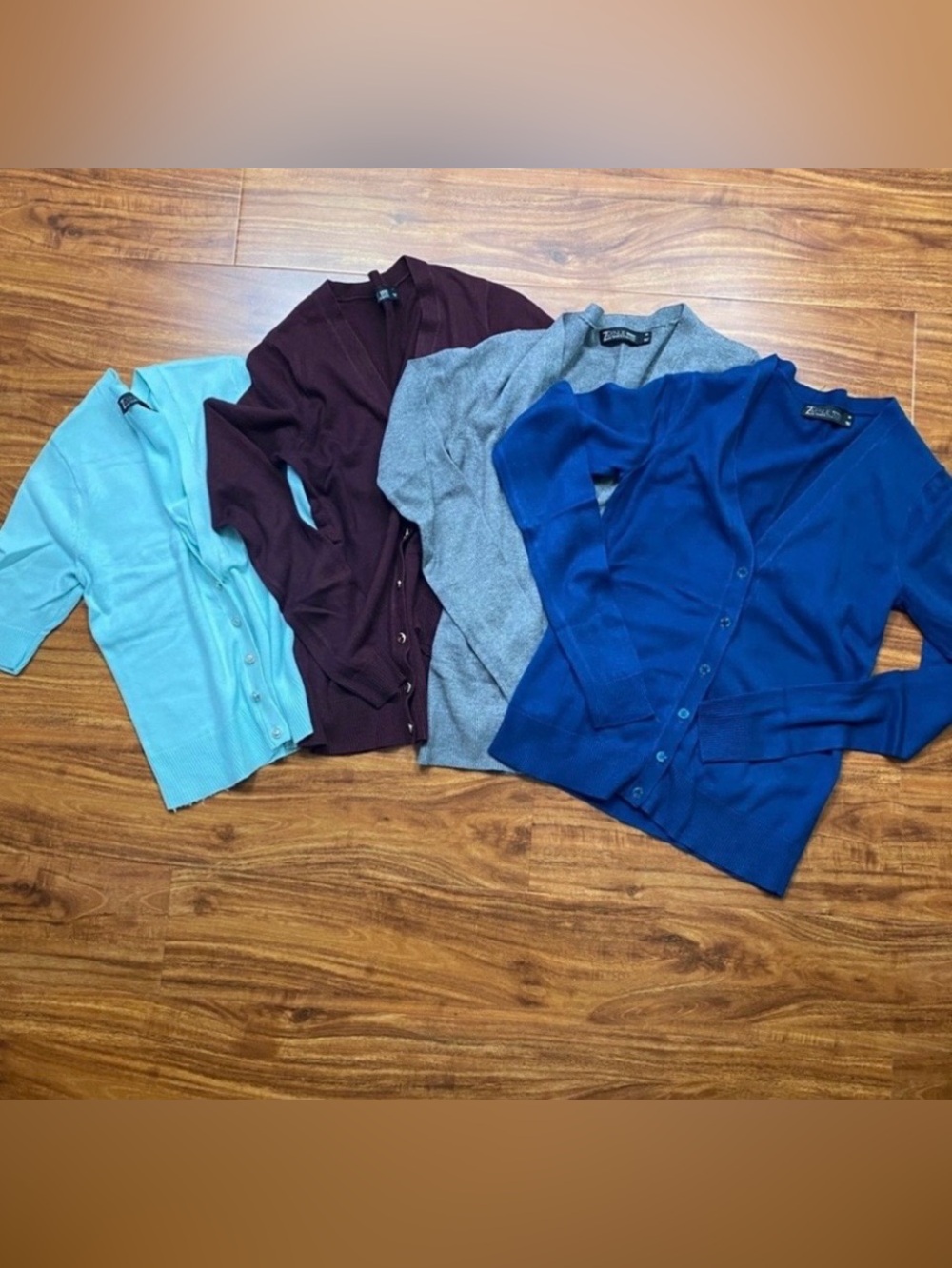 NY & Company Womens 4 Soft Blue Plum Gray Button Down Cardigans Size XS Classic